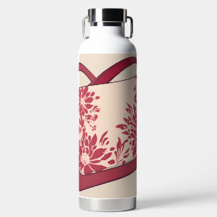 Bloemrijke Beige & Rode AI-kunst  Waterfles