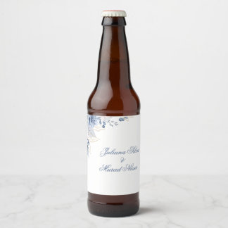Bloemrijke bierfleslabels voor bruiloften en evene bier etiket