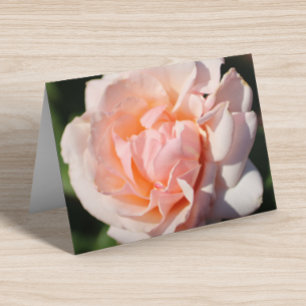 Bloemrijke Blank Binnen  Perzik Elegant Gevouwen Notitiekaartje