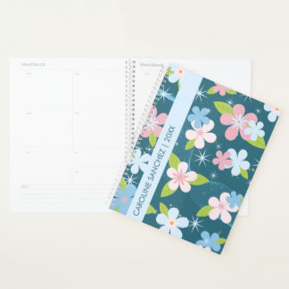 Bloemrijke blauwe naam vrouwelijk elegant jaar planner