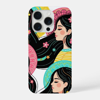 Bloemrijke Boheemse Vrouwen Illustratie Kunstprint iPhone 15 Pro Hoesje