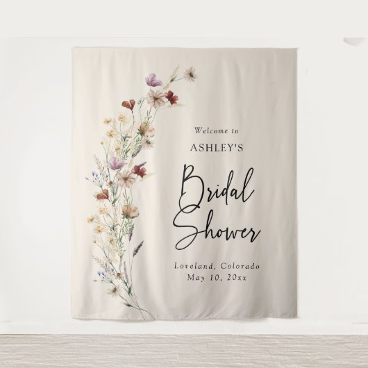 Bloemrijke Boho Bruidsdouche Wandkleed (Voorkant)