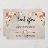 Bloemrijke Boho Landelijke Baby Shower Dankkaart Kaart (Voorkant / Achterkant)