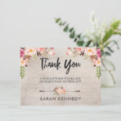 Bloemrijke Boho Landelijke Baby Shower Dankkaart Kaart (Staand voorkant)