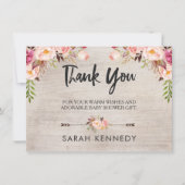 Bloemrijke Boho Landelijke Baby Shower Dankkaart Kaart (Voorkant)