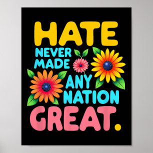 Bloemrijke Boho-stijl haat heeft nooit een natie g Poster