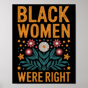 Bloemrijke Boho Weerstand Anti Trump Zwarte Vrouwe Poster