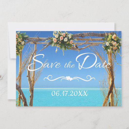 Bloemrijke Boho Zomer Strand Bruiloft Save the Dat Save The Date (Voorkant)