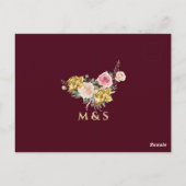Bloemrijke bordeaux gouden eucalyptus bruidsdouche briefkaart (Achterkant)