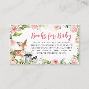 Bloemrijke bos baby shower boeken voor baby informatiekaartje