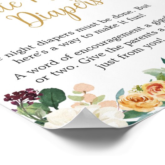 Bloemrijke Bourgogne Pompoen Late Night Luiers Poster (Hoek)