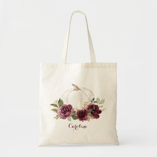 Bloemrijke Bourgondië Pompoen Herfst Bruidsmeisjes Tote Bag (Voorkant)