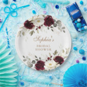 Bloemrijke Bourgondië Witte Groene Goud Bruiloftsf Papieren Bordje (Feest)