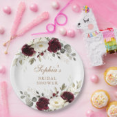 Bloemrijke Bourgondië Witte Groene Goud Bruiloftsf Papieren Bordje (Feest)