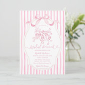 Bloemrijke Bruidsbrunch Elegante Roze Streep Bruid Kaart (Staand voorkant)