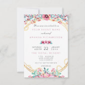 Bloemrijke Bruidsverjaardag Goud Roze Parel Zoete Kaart (Voorkant)
