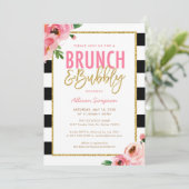 Bloemrijke Brunch en Bruisende Bruidsmeisjesfeest Kaart (Staand voorkant)