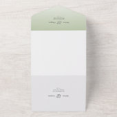 Bloemrijke Calligrafie Saliegroen Treurige Blauwe All In One Uitnodiging (Buitenkant)