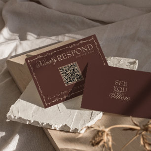 Bloemrijke chocolade bruine oude geld QR-code brui RSVP Kaartje