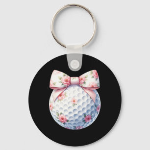 Bloemrijke Coquette Strik Golfbal Golfen Golfer Sp Sleutelhanger