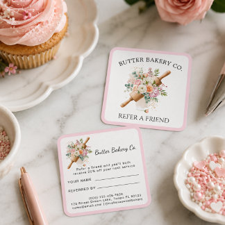 Bloemrijke deegroller Bakkerij Koken Verwijs een v Aanbevelingskaartje
