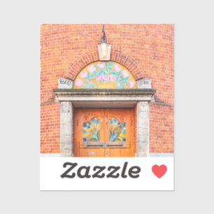 Bloemrijke deurdeur Sticker