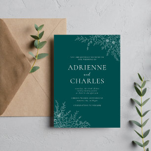 Bloemrijke Eenvoud 1 Pauw Groenblauw Minimalistisc Kaart