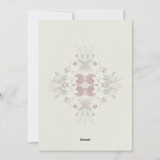 Bloemrijke Eid Adha Mubarak Kaart | Witte & Mauve  (Achterkant)