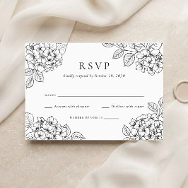 Bloemrijke Elegante Hortensia Bruiloft RSVP Kaart