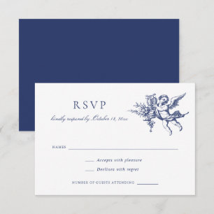 Bloemrijke Elegante Vintage Barok Toile Trouw RSVP Kaart