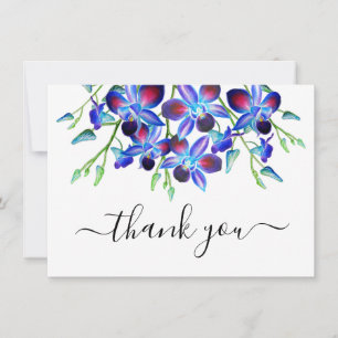 Bloemrijke Elegante Waterverf Blauwe Orchideeën Sc Bedankkaart