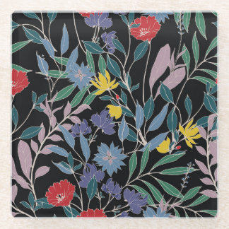 Bloemrijke Elegantie: Abstracte Vintage Achtergron Glazen Onderzetter