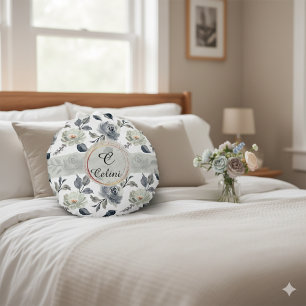 Bloemrijke Elegantie: Een Stunning Aquarelpatroon Rond Kussen