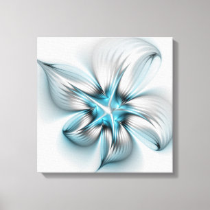 Bloemrijke Elegantie Moderne Abstracte Blauwe Frac Canvas Afdruk
