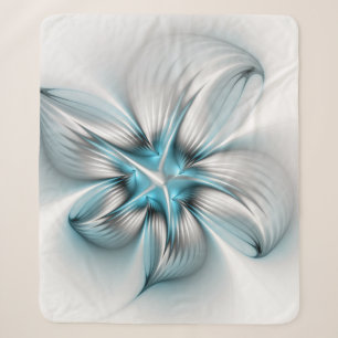 Bloemrijke Elegantie Moderne Abstracte Blauwe Frac Sherpa Deken