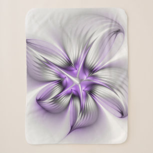 Bloemrijke Elegantie Moderne Abstracte Paarse Frac Sherpa Deken