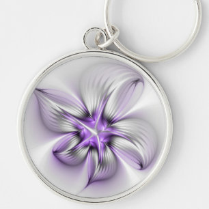 Bloemrijke Elegantie Moderne Abstracte Paarse Frac Sleutelhanger