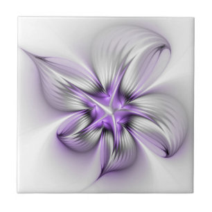 Bloemrijke Elegantie Moderne Abstracte Paarse Frac Tegeltje