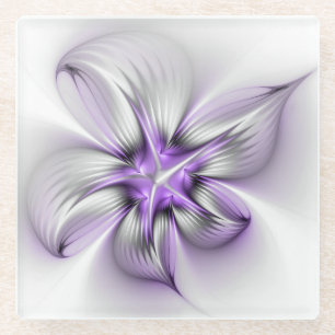 Bloemrijke Elegantie Moderne Abstracte Violetkleur Glazen Onderzetter
