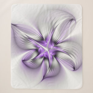 Bloemrijke Elegantie Moderne Abstracte Violetkleur Sherpa Deken