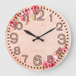 Bloemrijke Elegantie Ronde Acryl Wandklok Grote Klok