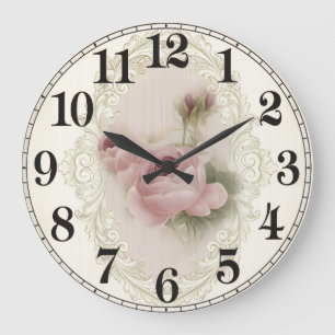 Bloemrijke Elegantie Ronde Acryl Wandklok Grote Klok