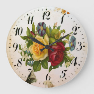 Bloemrijke Elegantie Ronde Acryl Wandklok Grote Klok