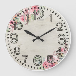 Bloemrijke Elegantie Ronde Acryl Wandklok Grote Klok