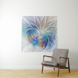 Bloemrijke fantasie, kleurrijke abstracte fractale wandkleed