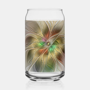 Bloemrijke fantasie met gouden moderne abstracte f blikvorm glas