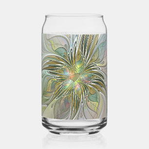Bloemrijke Fantasie Moderne Fractale Kunst Bloem M Blikvorm Glas