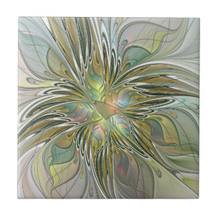 Bloemrijke Fantasie Moderne Fractale Kunst Bloem M Tegeltje