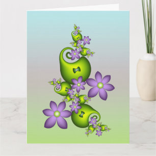 Bloemrijke Fantasie Sering Bloemen Groene Vormen F Bedankkaart