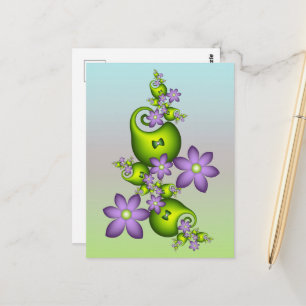 Bloemrijke Fantasie Sering Bloemen Groene Vormen F Briefkaart